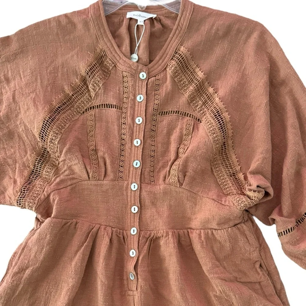 NWT Bohme Campbell Size XS Cotton Boho Romper in Russet Brown - Picture 11 of 11